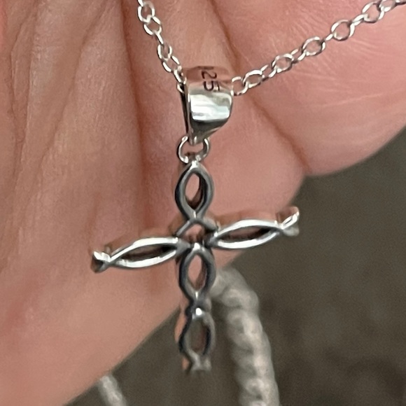 Fish Cross Necklace, Faith Religious Christian Jewelry, S925 Silver, - Picture 6 of 6